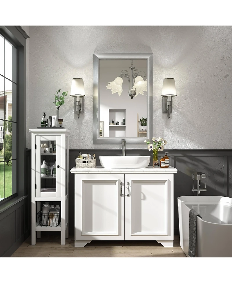 Apmir 24" x 36" Inch Thick Metal Framed Wall Mirrors for Bedroom