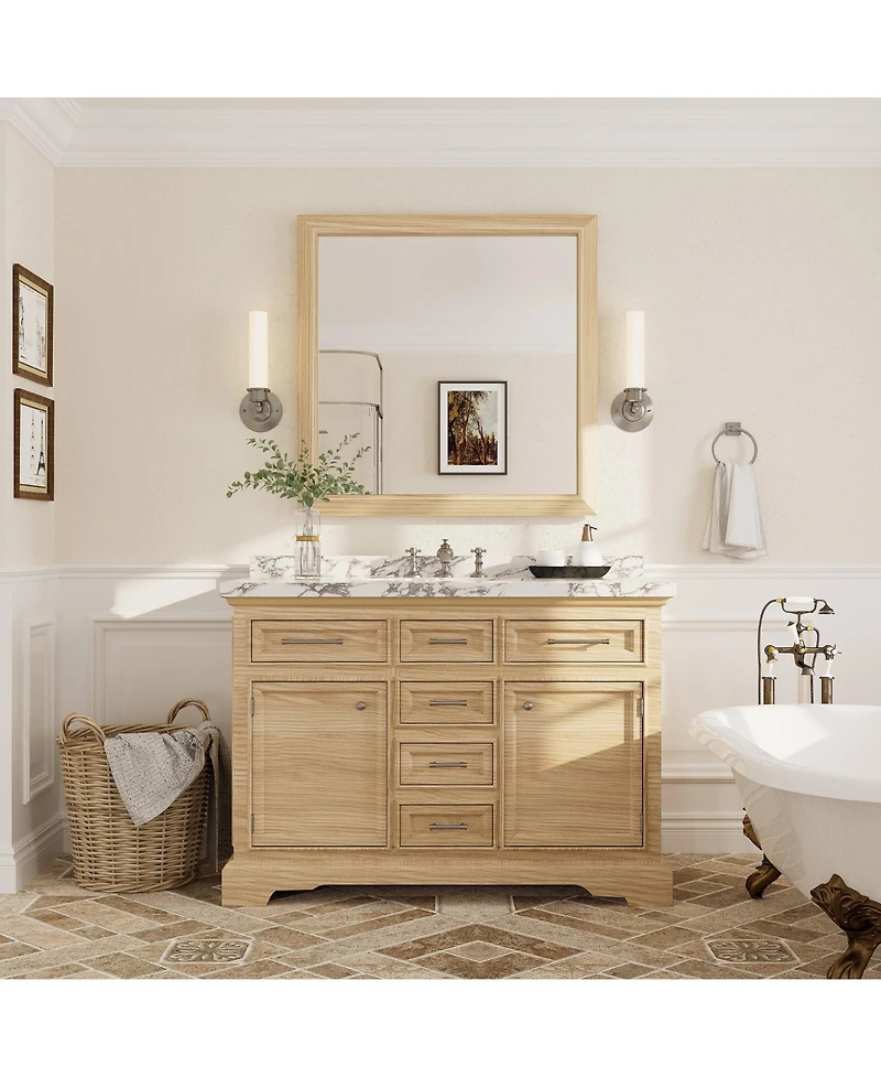 Apmir 36" x 36" Inch Thick Metal Framed Wall Mirrors for Bedroom, Rectangle Wall-Mounted Mirrors