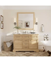 Apmir 36" x 36" Inch Thick Metal Framed Wall Mirrors for Bedroom, Rectangle Wall-Mounted Mirrors