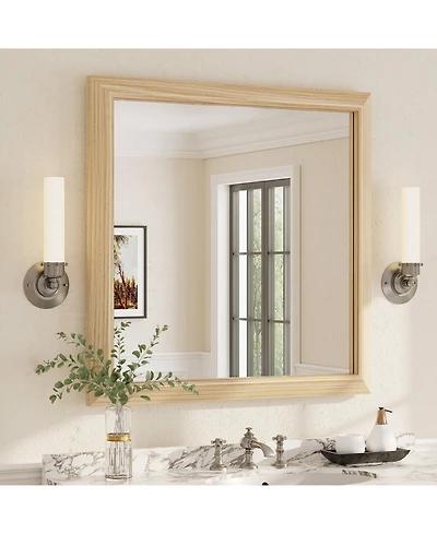 Apmir 36" x 36" Inch Thick Metal Framed Wall Mirrors for Bedroom, Rectangle Wall-Mounted Mirrors