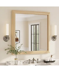 Apmir 36" x 36" Inch Thick Metal Framed Wall Mirrors for Bedroom, Rectangle Wall-Mounted Mirrors