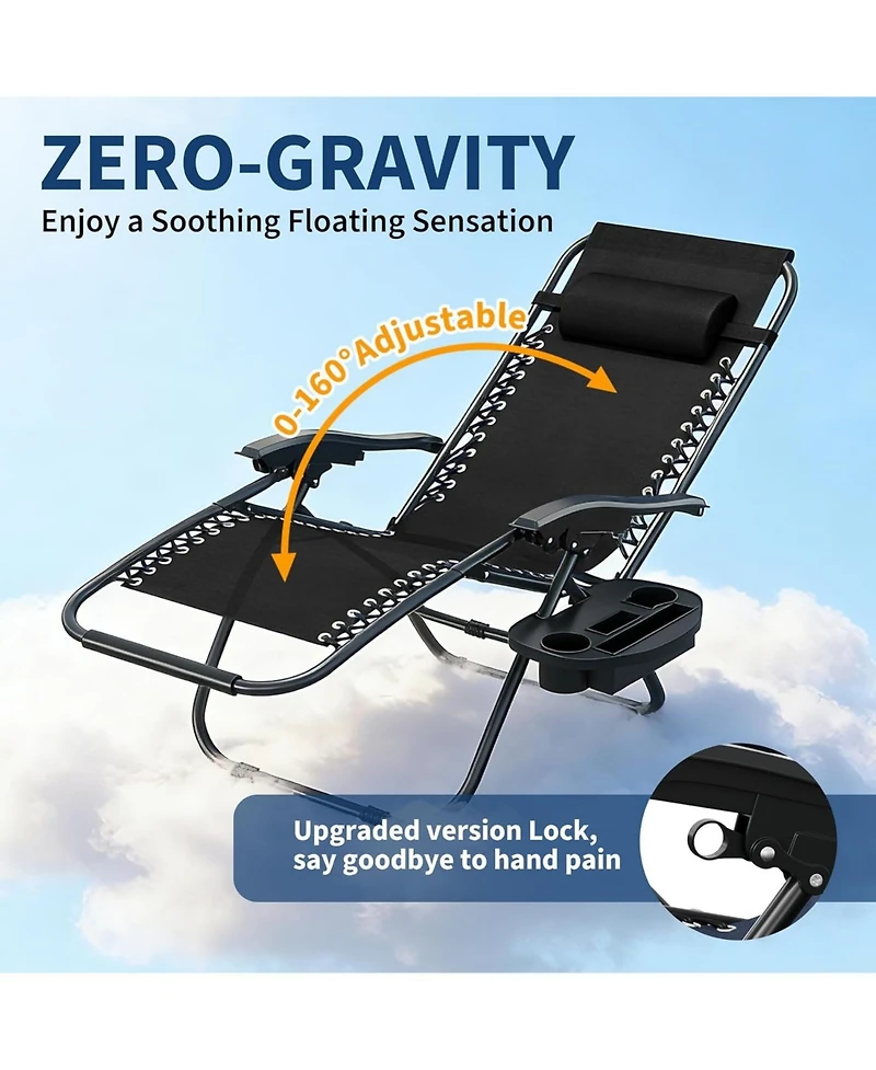 gaomon Set of 2 Patio Lounge Chair, Folding Portable Camping Chair for Yard, Garden