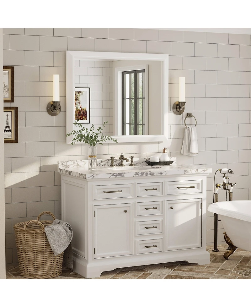 Apmir 32" x 40" Inch Thick Metal Framed Wall Mirrors for Bedroom