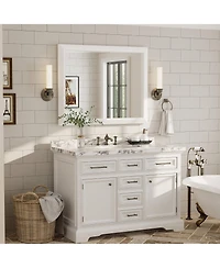 Apmir 32" x 40" Inch Thick Metal Framed Wall Mirrors for Bedroom