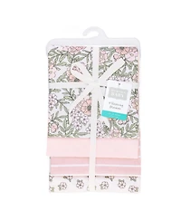 Hudson Baby Girl Cotton Poly Flannel Receiving Blankets 4-Pack, Soft Pink Floral, One Size