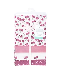Hudson Baby Girl Cotton Poly Flannel Receiving Blankets 4-Pack, Wild Rose Floral, One Size
