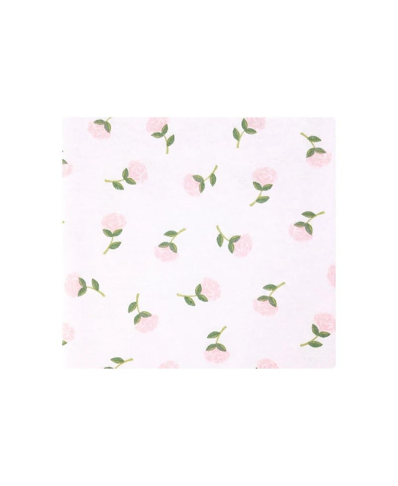 Hudson Baby Girl Cotton Poly Flannel Receiving Blankets Bundle, Pink Peony, One Size