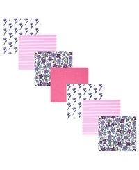 Hudson Baby Girl Cotton Poly Flannel Receiving Blankets Bundle, Begonia Pink Floral, One Size
