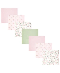 Hudson Baby Girl Cotton Poly Flannel Receiving Blankets Bundle 7-Pack, Sweet Little Floral, One Size