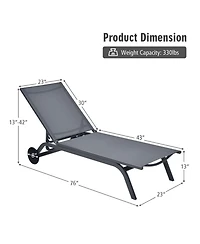 Clihome 6-Position Adjustable Fabric Outdoor Patio Recliner Lounge Chair