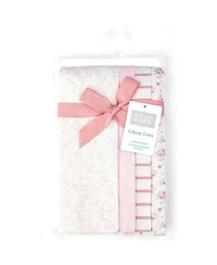 Hudson Baby Girl Cotton Poly Flannel Burp Cloths -Pack, Wispy Wild Flower Bunny