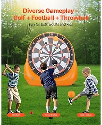 Mecale Inflatable Soccer Dart Board, 6+ Ft Giant Kick Darts Game, Includes 4 Kick Balls, 12 Tennis Balls & Air Pump, Fast Setup