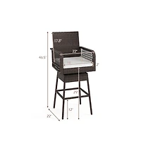 Boyel Living 29 Inches Patio 360degree(s) Swivel Bar Stool with Cross-Woven Armrests and Seat Cushion
