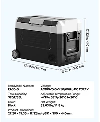 Mecale Quart Car Refrigerator Dual Zone with App Control and Wheels