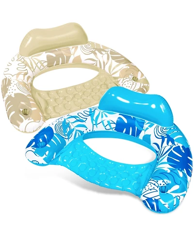 Gnuadz 2 pack Inflatable Pool Float Chair Hammock Cup Holder