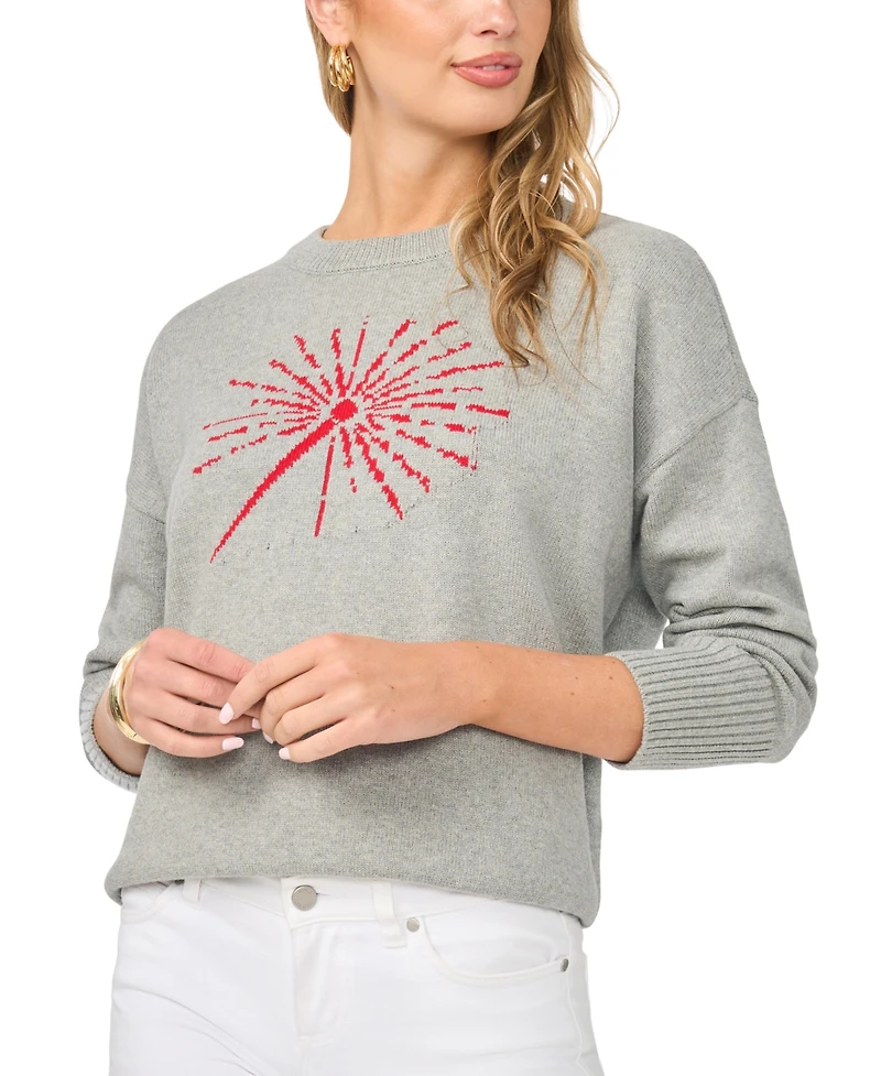 Vince Camuto Women's Sparkler Motif Crewneck Sweater