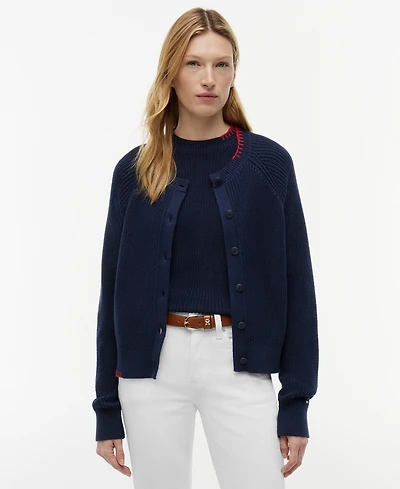 Tommy Hilfiger Women's Crochet Detail Crewneck Cardigan