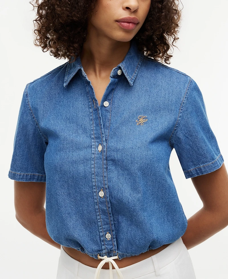 Tommy Hilfiger Women's Cotton-Blend Short-Sleeve Shirt