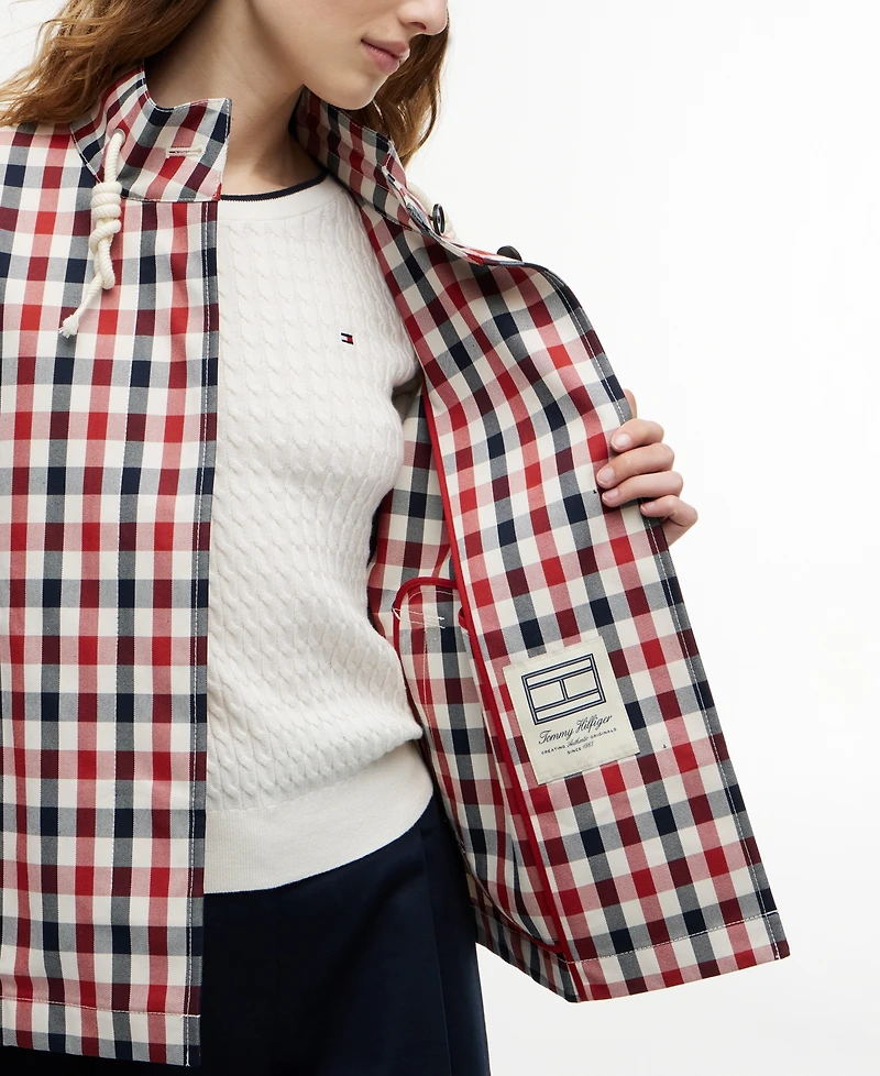 Tommy Hilfiger Women's Cotton-Blend Checked Parka Jacket