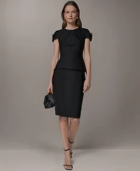 Donna Karan New York Petite Structured Peplum Crewneck Top