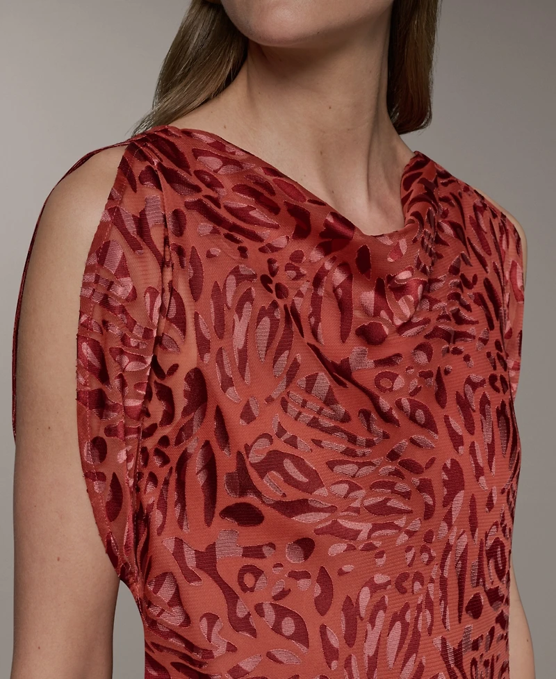 Donna Karan New York Petite Printed Cowl Neck Top