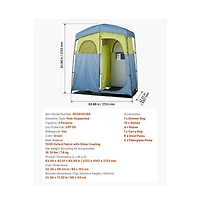 Sugift Camping Shower Tent 2-Room Portable Privacy Tent Changing Room with Shower Bag