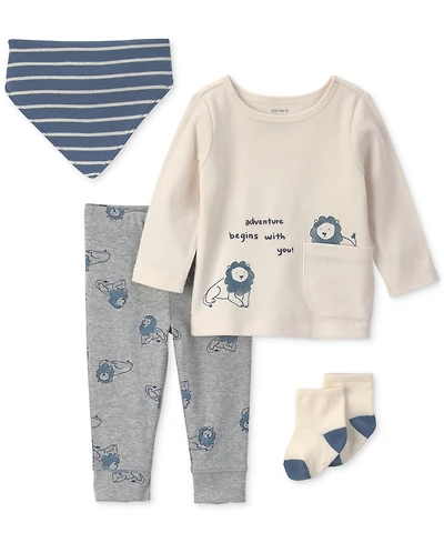 Carter's Baby Boys' Long-Sleeve Top and Pant 4-Piece Set