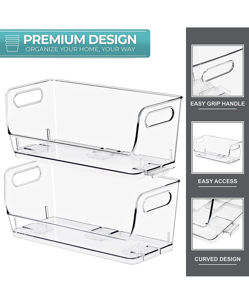 Sorbus 4 Pack Small Narrow Open Front Stackable Storage Bins for Kitchen and Pantry Organization