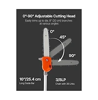 Sugift Gas Pole Saw 43CC 2 Stroke Gas Powered Pole Saws with 12 inches Cutting Bar