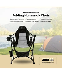 Arrowhead Outdoor 2-Pack Folding Hammock Camp Chair, Detachable Footrest, Padded Headrest and Seat, 2x Large Cup Holders, Supports 300lbs