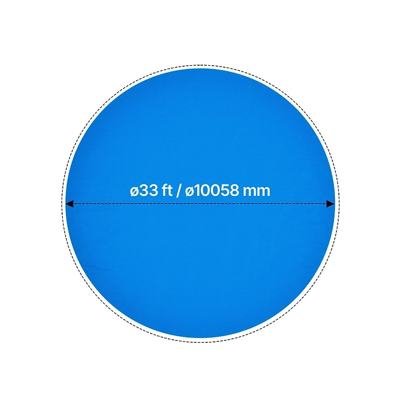 Sugift Solar Pool Cover 33 feet Round Pool Bubble Cover 8 Mil Pools Solar Blanket with Bubble and Pe