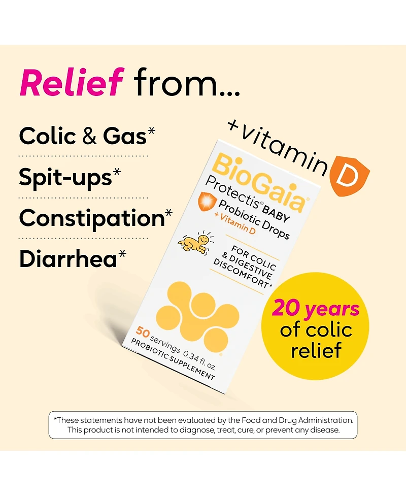 BioGaia Baby Probiotic Drops + Vitamin D | Ease Crying, Colic and Support Immune Health | 50-Day Supply