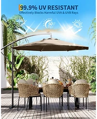 gaomon 10ft Outdoor 360degree(s) Rotation Offset Patio Umbrella with Base, Sun Protection for Deck, Poolside, Backyard