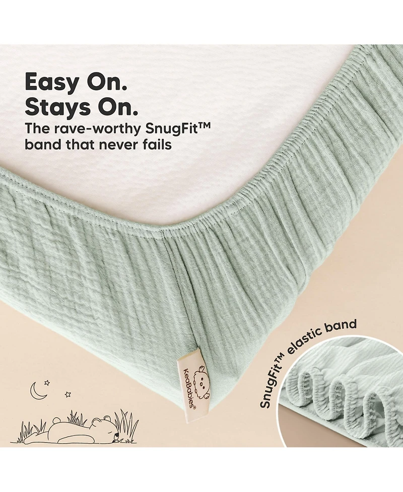 KeaBabies Lyra Muslin Mini Crib Sheets for Boys, Girls, 2-Pack Soft Organic Cotton Pack and Play Fitted