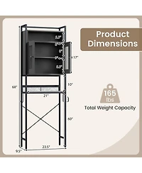 Gymax Over The Toilet Cabinet Bathroom Toilet Storage Organizer w/ Double Door Cabinet
