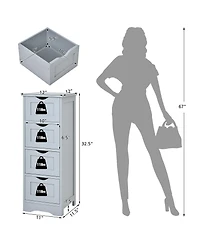 Gymax Bathroom Floor Cabinet Free Standing Storage Side Organizer W/4 Drawers
