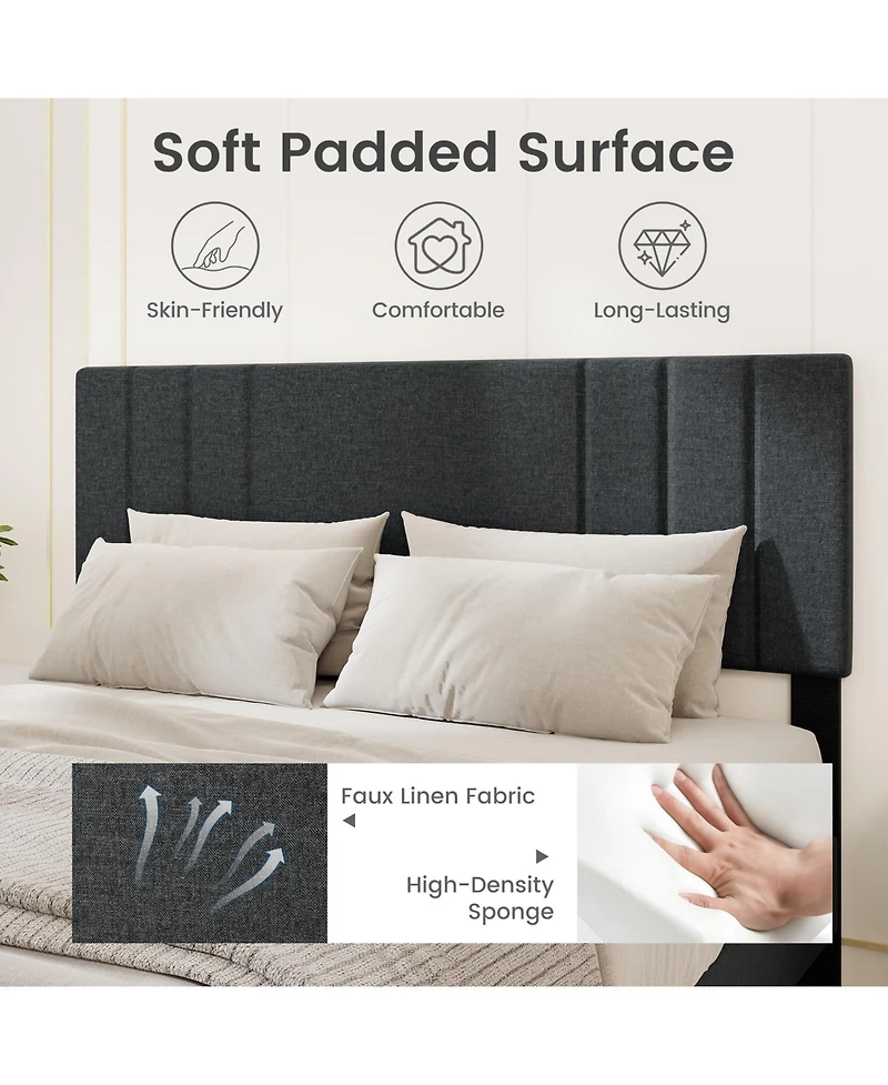 Slickblue Wooden Slat Bed Frame with Vertical Tufted Headboard