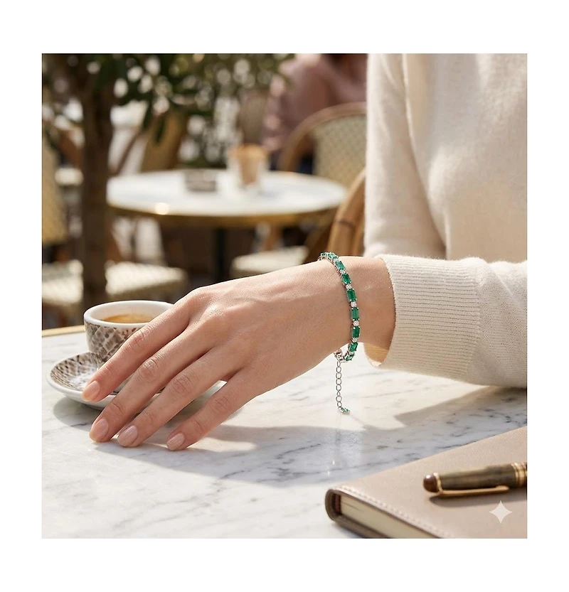Simona Emerald-Cut and Round Cz Tennis Bracelet