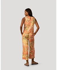 Cable & Gauge Women's and Floral Linen Blend Sleeveless Top