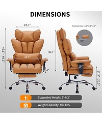 gaomon Big and Tall Office Chair with Footrest, 400lbs Executive Leather, Ergonomic High Back Desk Lumbar Support Reclining