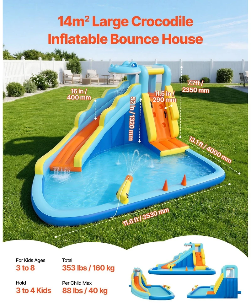 Mecale Bounce House Water Slide with Ring Toss