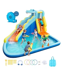 Mecale Bounce House Water Slide with Ring Toss