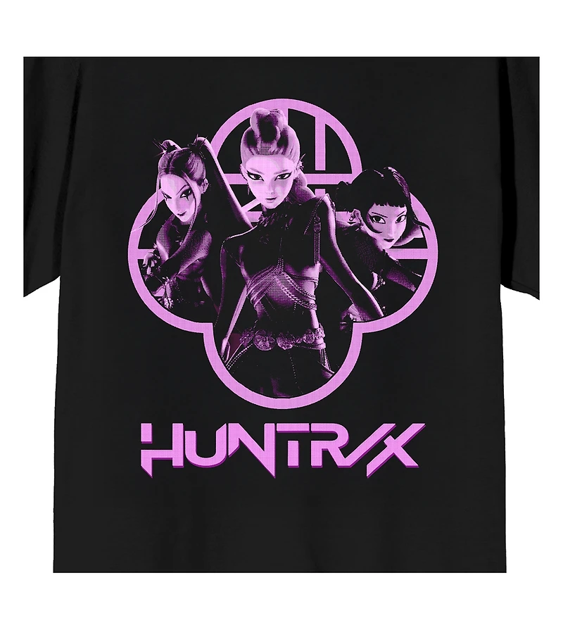 Kpop Demon Hunters Girls Huntrx Black Crew Neck Short Sleeve Tee-Small