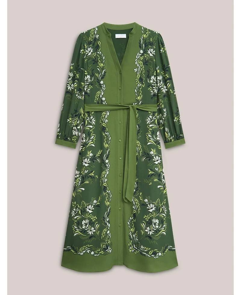 Hobbs London Women's Apolline Printed V-Neck Midi Shirt Dress