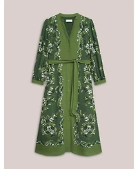 Hobbs London Women's Apolline Printed V-Neck Midi Shirt Dress