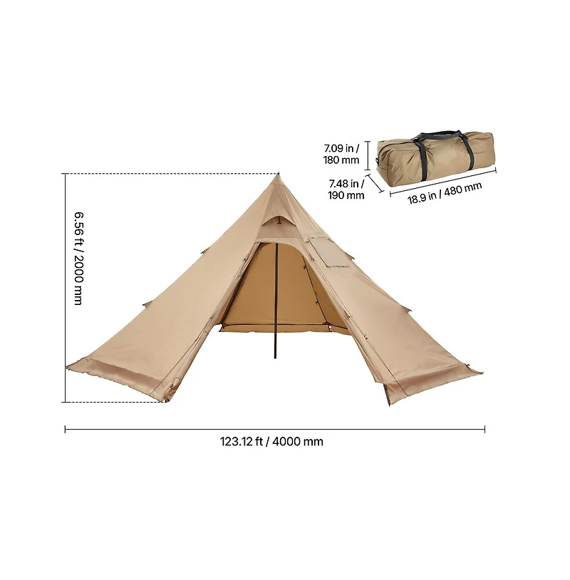 Sugift Hot Tent for Persons Portable Winter Tipi Tent with Stove Jack