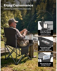 Mecale Oversized Camping Chairs 450 lbs with Cooler Bag and Cup Holder 2 Pack