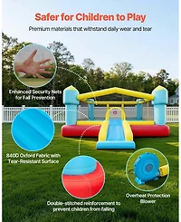Mecale Inflatable Bounce House 14.7 x 13.8 Ft with Basketball Hoop, Ages 3