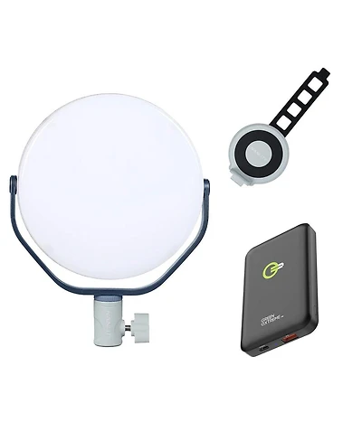 Nanlite miro 30C 30W Rgbw Led Round Panel Light, Bundle with 10000mAh 38.5Wh Qi Wireless Power Bank and Power Bank Holder