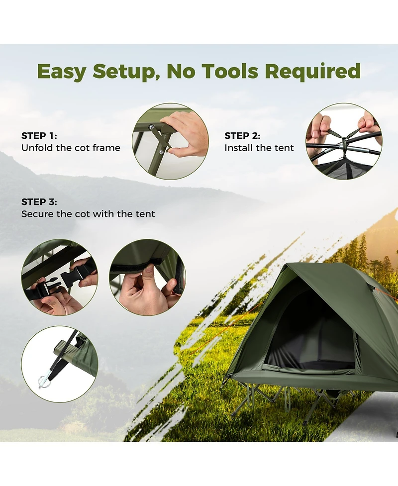 Slickblue Foldable 2 Person Camping Cot Tent Off Ground Combo Adults
